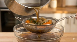 Étape 12: Une fois le bouillon prêt, filtrez-le à l'aide d...