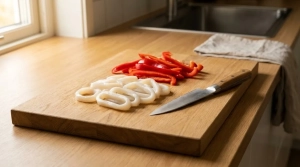 Étape 2: Coupez les calamars en anneaux réguliers et taill...