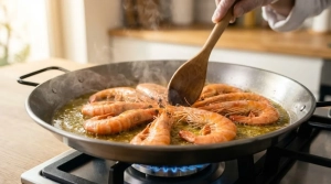 Étape 4: Dans la poêle à paella chaude avec l'huile d'oli...