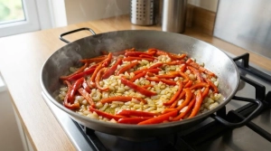 Étape 6: Ajoutez les poivrons, l'oignon et l'ail dans la po...