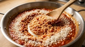 Étape 8: Ajoutez le riz bomba et mélangez bien pour l'enro...