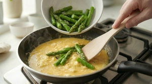 Étape 11: Ajoutez les asperges réservées dans la poêle qu...