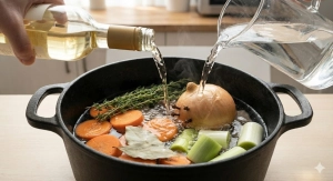 Étape 11: Versez le vin blanc et l'eau pour couvrir les ingr...