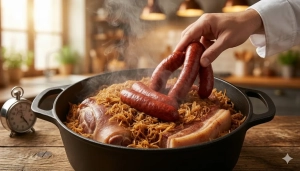 Étape 11: Après une heure, ajoutez les saucisses fumées en...