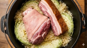 Étape 9: Disposez le jarret de porc et la poitrine fumée a...