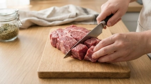 Étape 2: Coupez la viande de bœuf en gros cubes réguliers...
