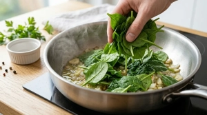 Étape 3: Ajoutez les épinards frais (en plusieurs fois s'i...