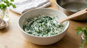 Étape 5: Dans un bol, mélangez les épinards égouttés av...