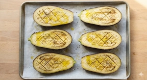 Étape 5: Déposez les aubergines sur une plaque recouverte ...