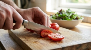 Étape 2: Coupez les tomates cerises en deux dans le sens de...