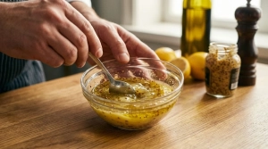 Étape 8: Dans un bol, préparez la vinaigrette en émulsion...