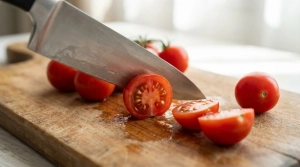 Étape 3: Coupez les tomates cerises en deux dans le sens de...