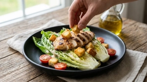 Étape 10: Disposez la salade assaisonnée dans les assiettes...