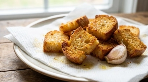 Étape 4: Réservez les croûtons sur du papier absorbant po...