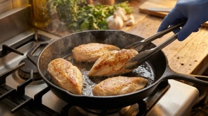 Étape 5: Dans la même poêle, faites cuire les filets de p...