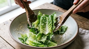 Étape 9: Dans un grand saladier, mélangez la salade avec l...