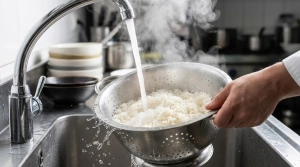 Étape 2: Égouttez le riz et passez-le immédiatement sous ...