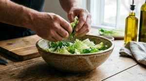 Étape 2: Lavez et essorez les feuilles de salade, puis déc...