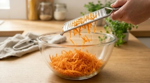 Étape 2: Râpez les carottes selon la taille de votre choix...