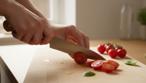 Étape 4: Lavez les tomates cerises et coupez-les en deux su...