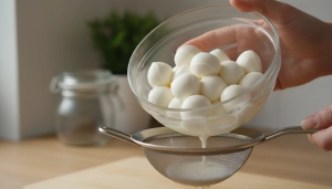 Étape 5: Égouttez les billes de mozzarella. Si vous utilis...