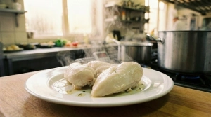 Étape 4: Retirez le poulet avec une écumoire et laissez-le...