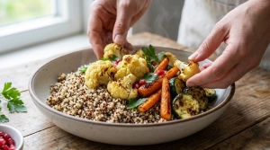 Étape 11: Dans un grand saladier, réunissez le quinoa tièd...