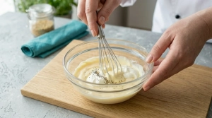 Étape 5: Dans un bol, déposez la mayonnaise et le yaourt n...