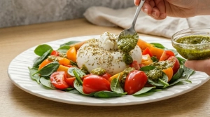 Étape 8: Ajoutez des petites touches de pesto sur les tomat...