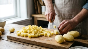 Étape 3: Coupez les pommes de terre en dés réguliers d'en...