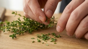 Étape 3: Effeuillez délicatement les branches de thym pour...