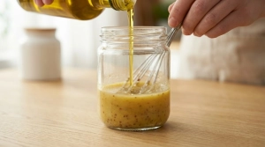 Étape 5: Incorporez l'huile d'olive en filet tout en fouett...