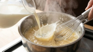 Étape 4: Versez une petite quantité de lait froid sur le r...